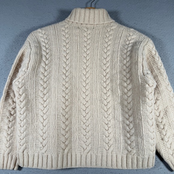 Vintage Banana Republic Cream Cable Knit Turtleneck Sweater Lambswool Size S - Picture 2 of 12